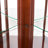 Walnut Finish Corner Cabinet - Lights Adjustable Shelf Mirrored Back Panel Lighted Shelving Unit