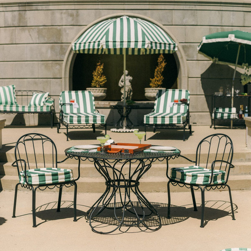AL Fresco Dining Chair Cushion, Green/White