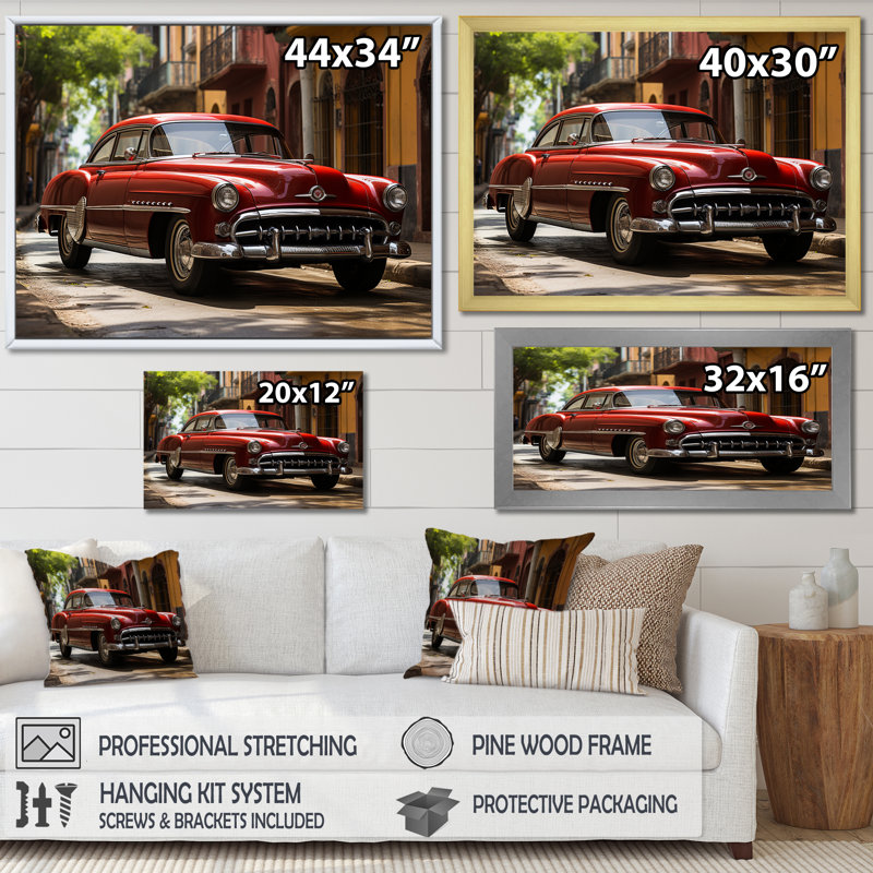 «Cuba Classic Classic Iconic Car», reproduction sur toile, Cadre flottant noir, H 30 po x l 40 po x P 1,5 po