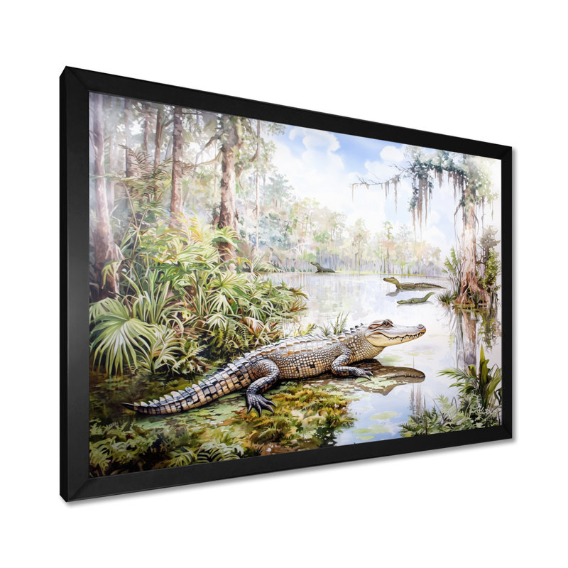 Crocodile antique II - impression murale de crocodile, H 12 po x l 20 po, Reproduction encadrée d'une seule photo sans pass