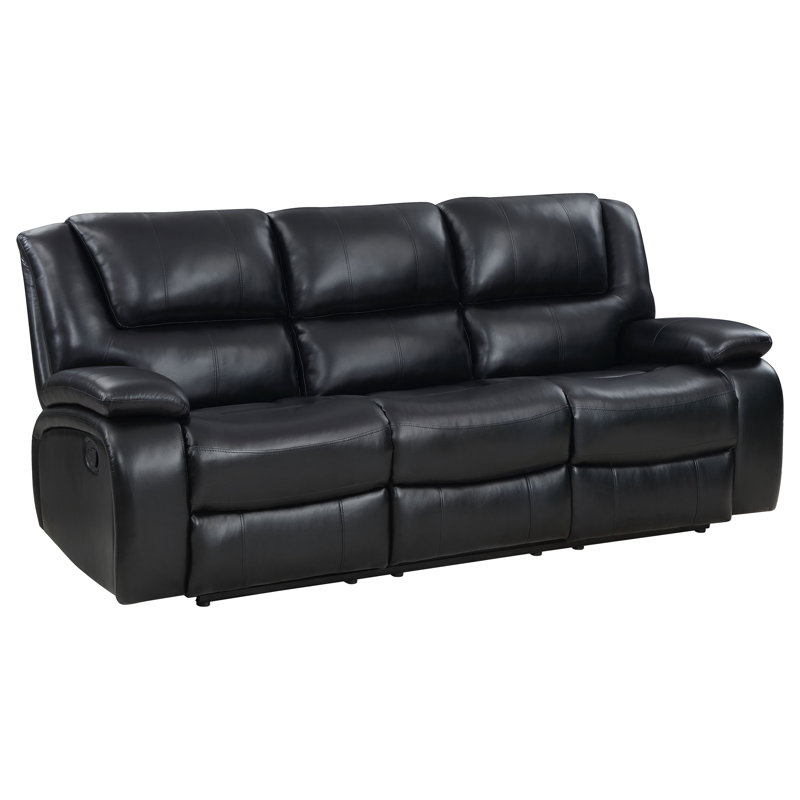 Brynden Upholstered Motion Reclining Sofa Black, Black