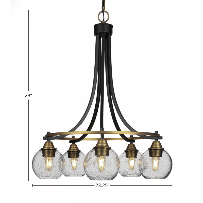 Lustre 5 lumières Michell, Noir mat / laiton