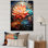 Art bouddhiste orange, turquoise, mandala de lotus - impressions sur toile bouddhisme