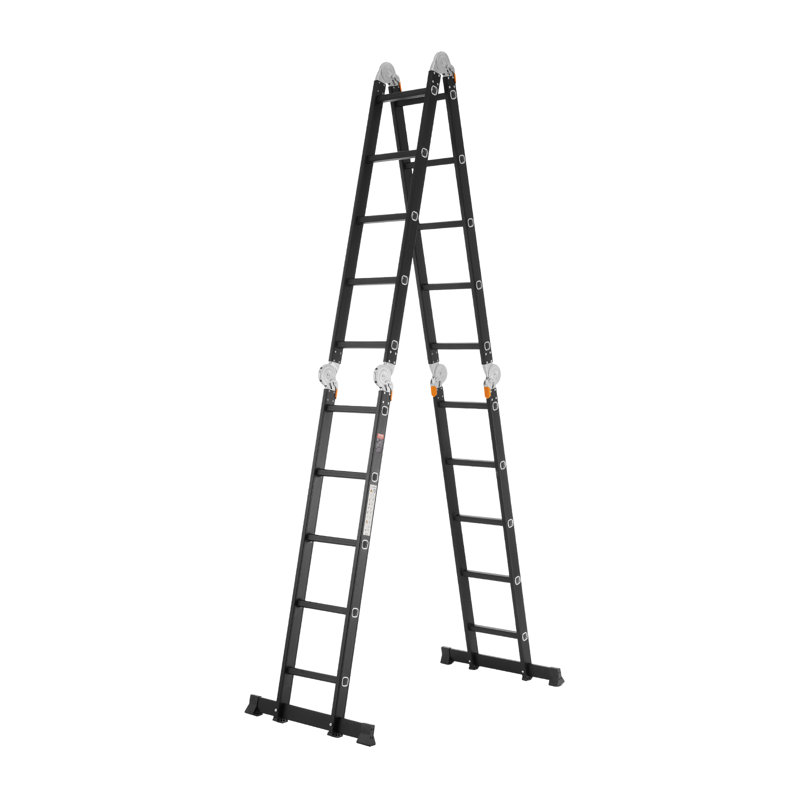 Échelle pliante multi-usages 7-en-1 5 marches 19 pieds hauteur métal, 60.2", 10.2", Noir