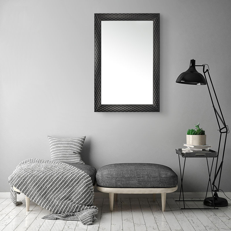 Ingwald Metal Flat Wall Mirror, Black, 105cm H x 74cm W