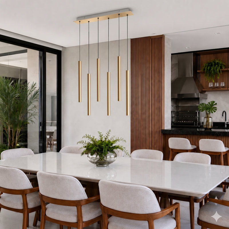 Baileyton 6 - Light Kitchen Island Pendant, Brass