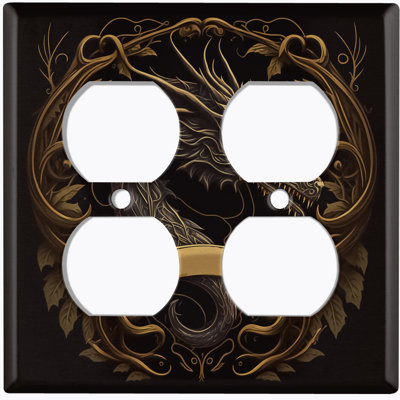 Copper Rust Patina Teal Print 2 - Gang Duplex Outlet Standard Wall Plate