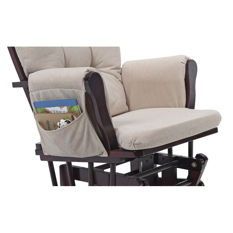 Fauteuil oscillant et repose-pieds en tissu d’ameublement personnalisé Hoop, Microfibre beige, Espresso