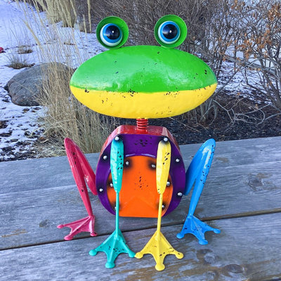 Sculpture de jardin grenouille multicolore