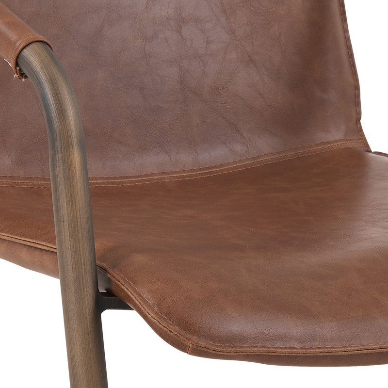 Nielsville 19'' H Faux Leather Upholstered Metal Armchair, Antique Cigar Brown