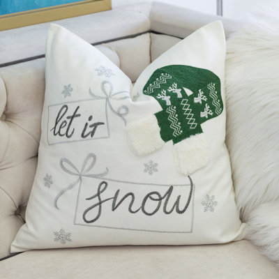 Hannah 20x20" Embroidered Holiday Cotton Throw Pillow