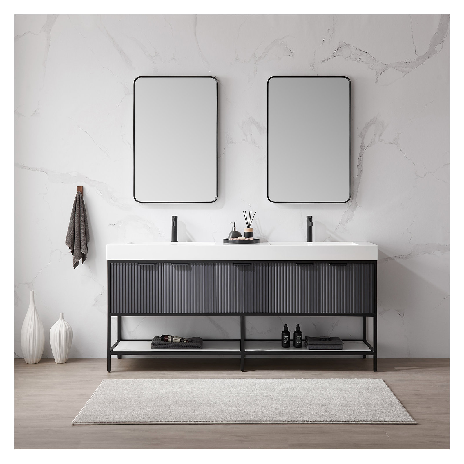 Avonmore 72'' Double Bathroom Vanity, Gray