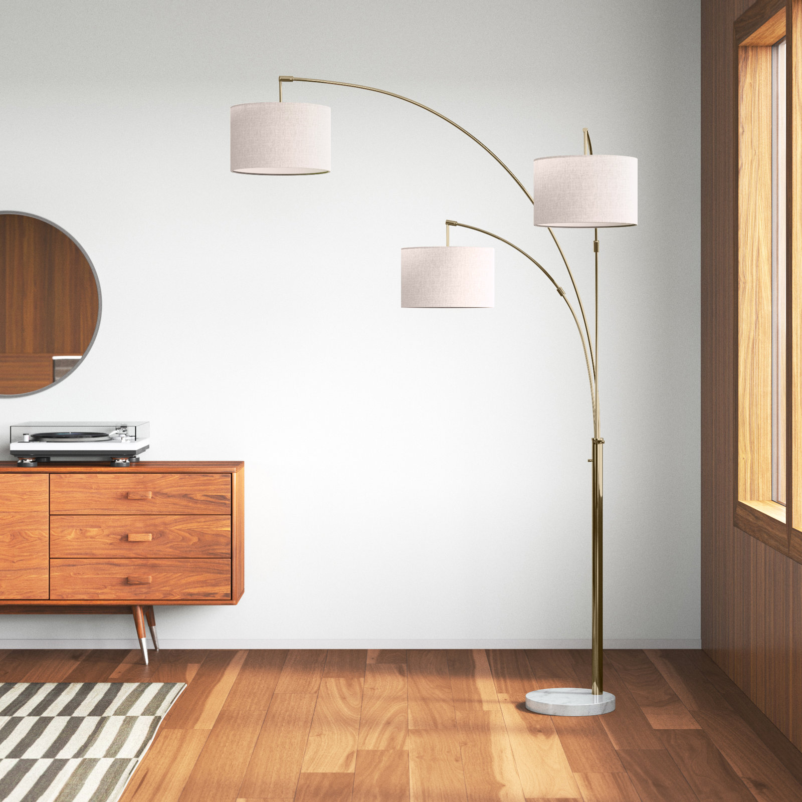 Felice 74'' Floor Lamp, Off White, Antique Brass