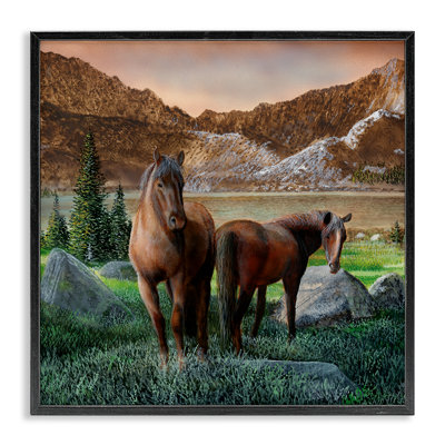 «Two Horses» par Mountain, estampe numérique de Kevin Daniel