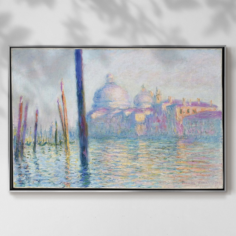 Le Grand Canal à Venise, 1908 01, H 27 po x l 41 po x P 2 po, Toile encadrée argentée avec coins fermés