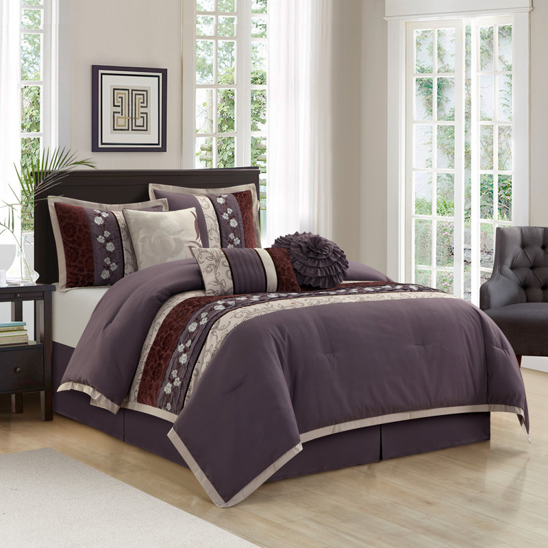 Luxurious Purple King Microfiber Reversible Comforter Set