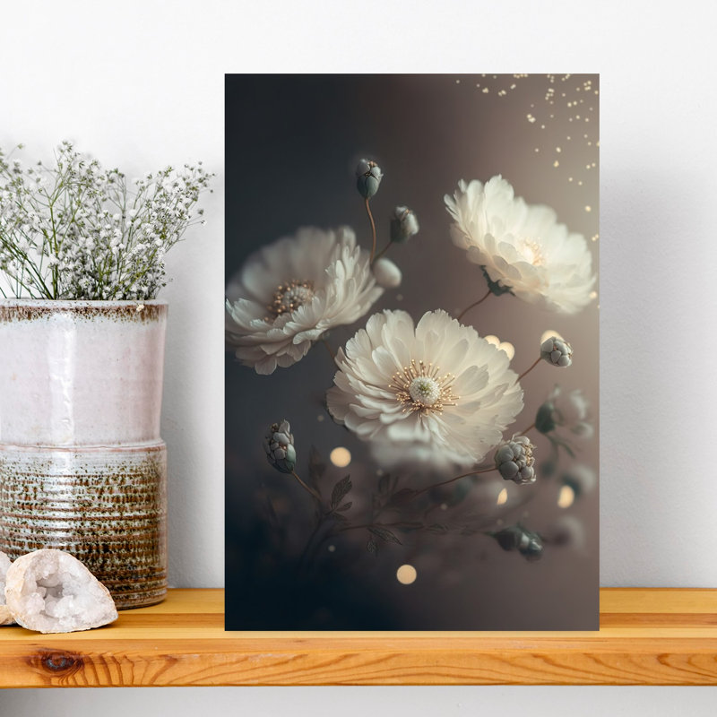 Fleurs éthérées - Affiche murale moderne, H 18 po x l 12 po