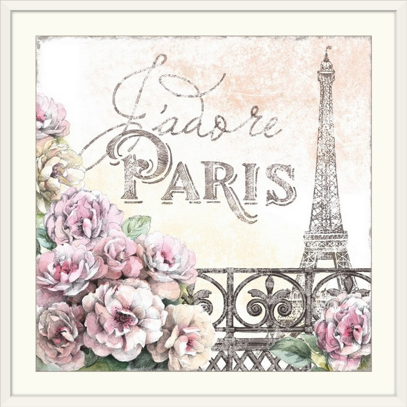 « iii », reproduction d’impression en forme d’art Paris Roses, H 38 po x l 38 po x P 1 po, Cadre blanc