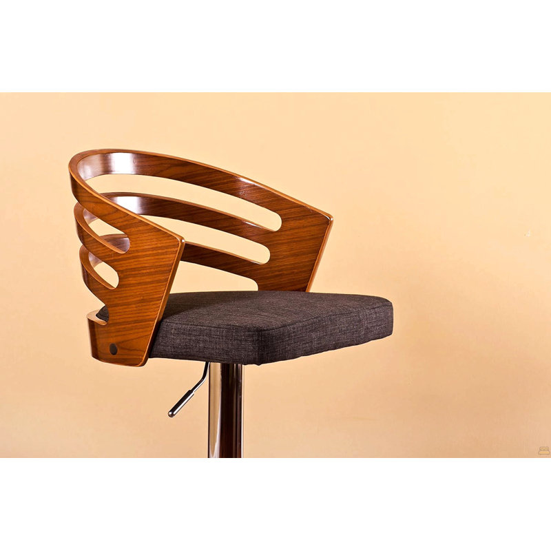 Tabouret de bar pivotant à dossier moderne en bois avec coussin