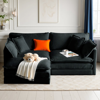 CloudHaven L-Shaped Chenille Sectional Sofa with Ottoman - 2-Seater Loveseat for Small Spaces, Breathable Fabric & Easy Assembly