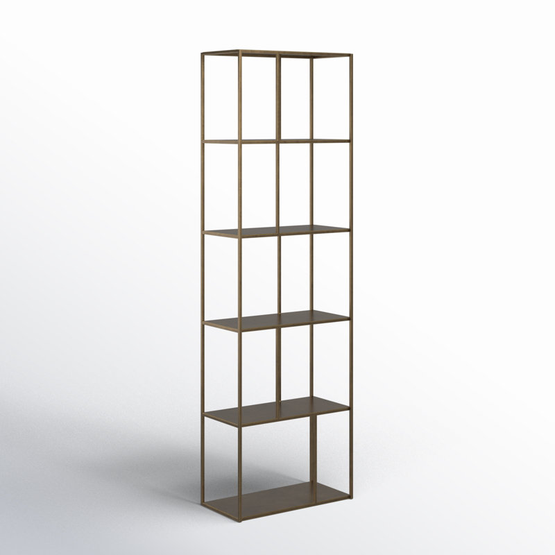 Mixt Etagere Bookcase, Antique Brass, 77" H x 23.50" W x 12" D