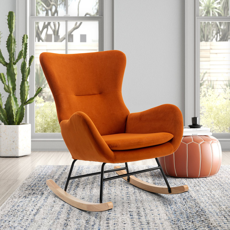 Chaise berçante Edsol, Velours orange