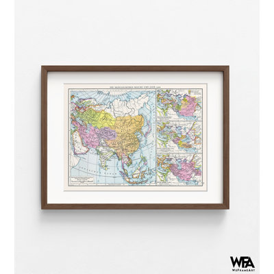 Mongol Empires 1300 Asia - Droysen, 1886, carte asiatique encadrée, carte de l’Asie, empire mongol, affiche historique, décoration murale