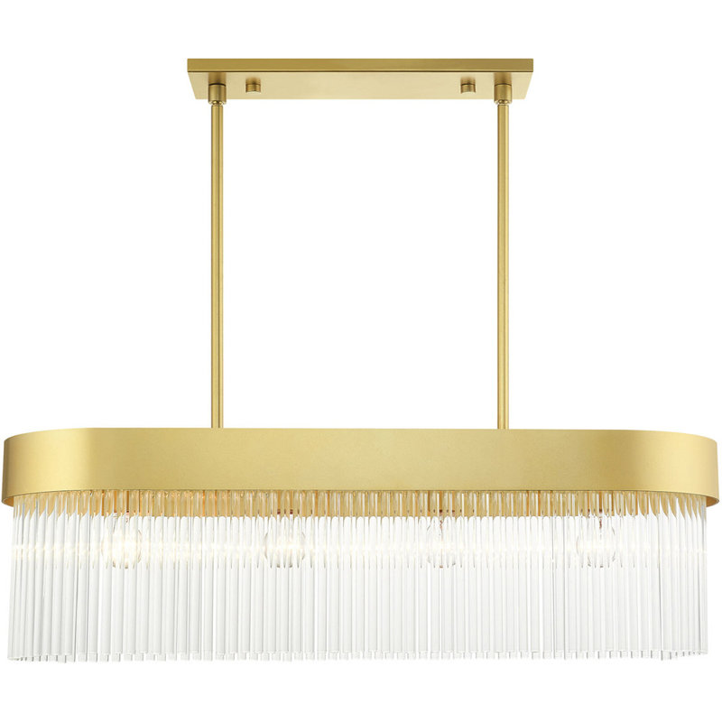 Soft Gold and Crystal 4-Light Kitchen Island Chandelier