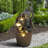 Fountains, 4-Tier Rustic Cascading Fountain for Outdoor Garden &amp; Indoor Use, With LED Lights, 32.6" H | Tan Brown | Resin