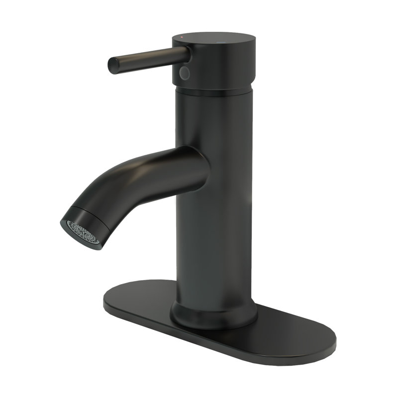 Single hole 1-handle WaterSense Low-arc Commercial/Residential Handle Bathroom Sink Faucet with Drain, Matte Black