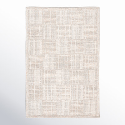 Arwen Geometric Hand Tufted Wool/Cotton Area Rug in Light Brown/Ivory
