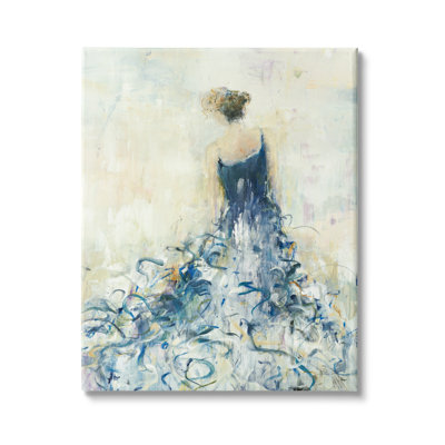 "Fashion abstraite pour femme, Busy Fluid Blue Curves" par Lisa Ridgers, impression sur toile non encadrée