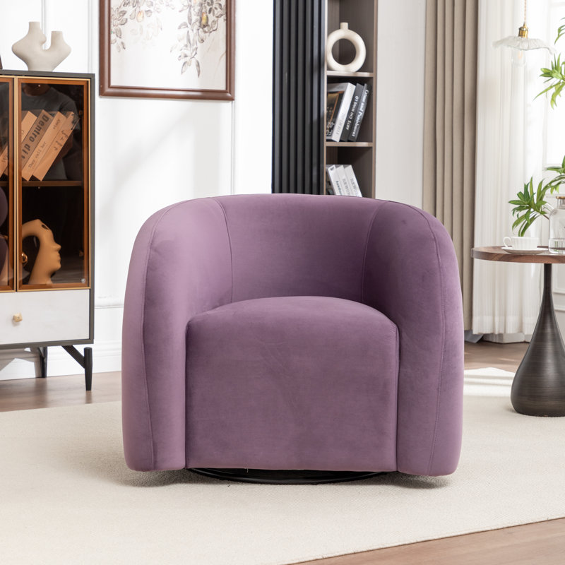 Fauteuil demi-tonneau rembourré et pivotant, Mauve