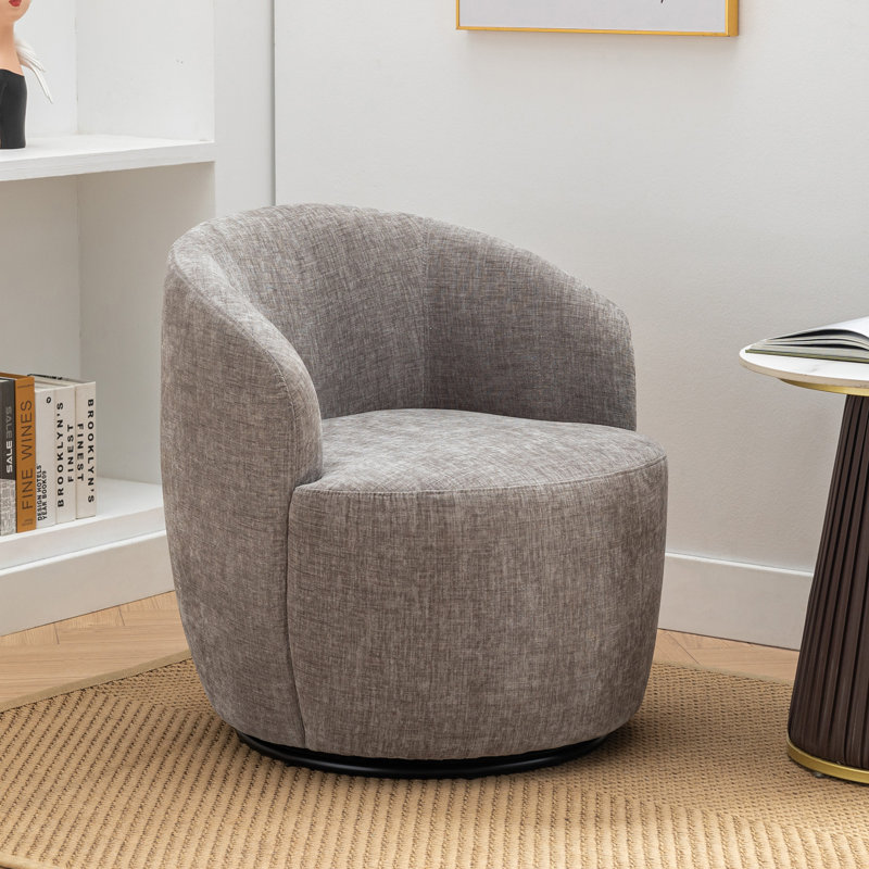 Genece Upholstered Swivel Accent Chair, Gray Chenille