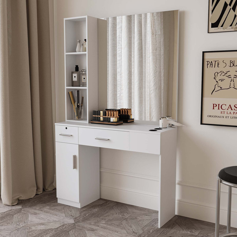 Salon Station Barber Coiffing Styling Station Barber, Blanc