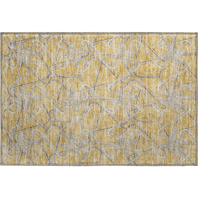 Premium Machine Washable Prisco Gold Rug