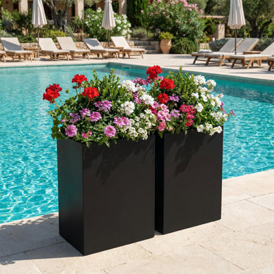 Jardinières rectangulaires en métal pour plantes d'extérieur