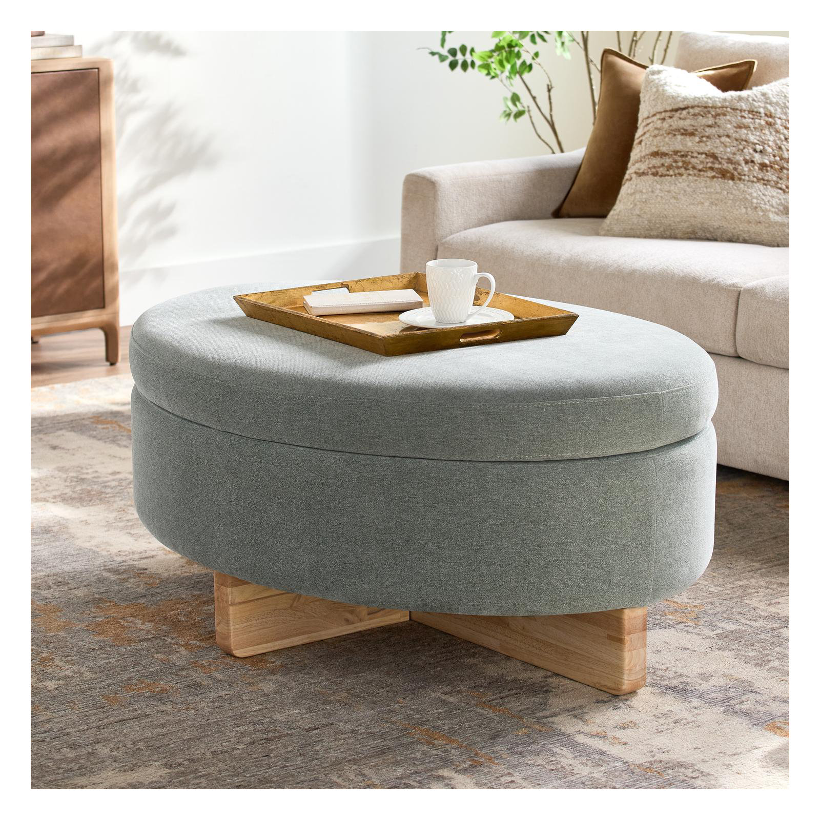 Roohan 48" Storage Ottoman, Green