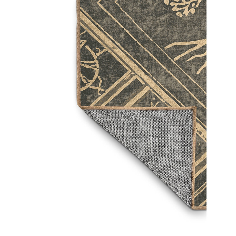 Tapis en treillis d'inspiration mondiale Justin Druid Symbols - noir, 2 x 5