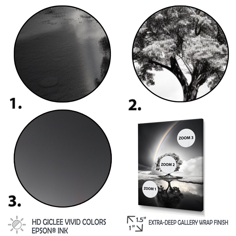 Arc-en-ciel arc-en-ciel gris sur arbre III - impression, Cadre photo argenté, H 32 po x l 16 po x P 1 po
