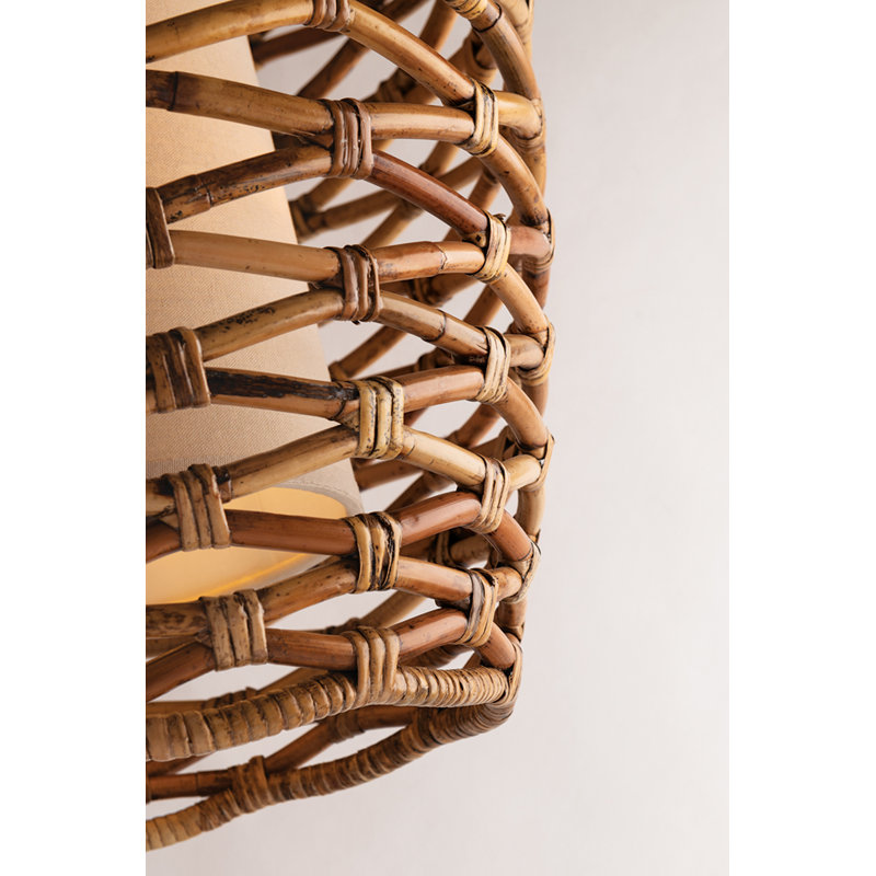 Bronze and Rattan 8-Light Drum Pendant Chandelier