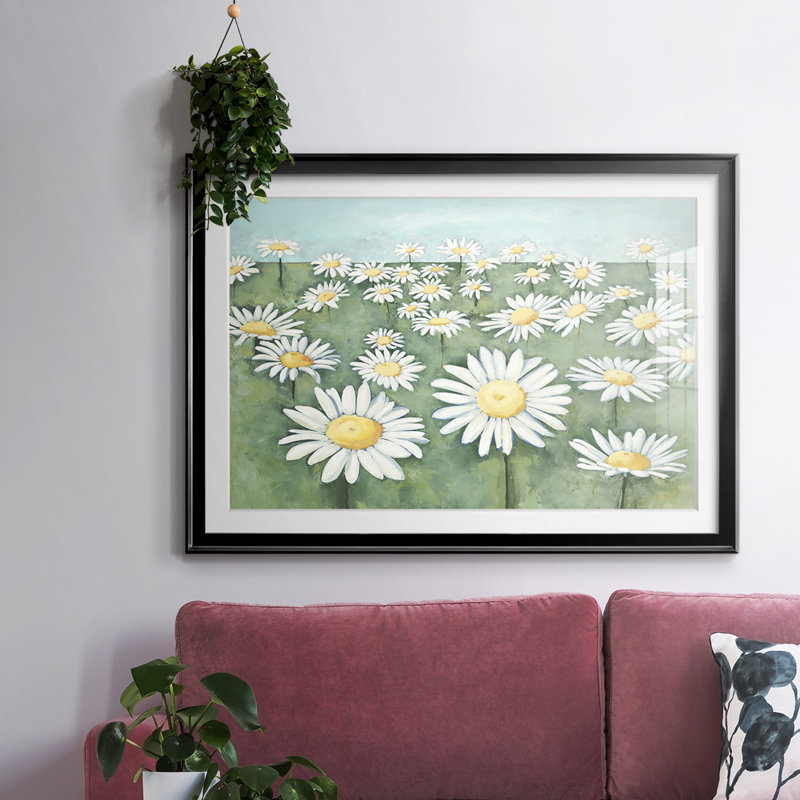 Champ de fleurs encadré sur papier, Noir, H 27 po x l 39 po x P 1,5 po