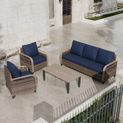 Matherne Wicker 5 - Person Patio Conversation Set with Cushions