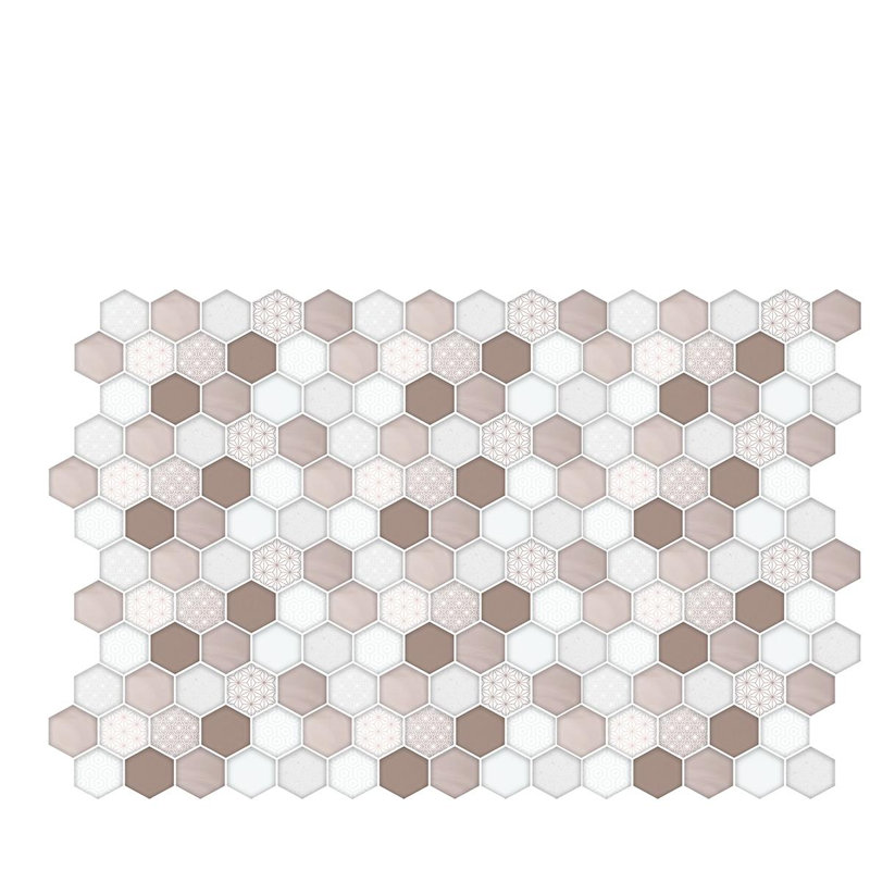 Honey Hexa Glossy 3D Tile Stickers 30 x 15cm, Brown