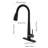 Single Handle Kitchen Sink Faucet With Pull Down , Stainless Steel Composition, Matte Black Tone, 360 Rotating High - Arc Nozzle, Three Water Output Modes  Stream, Spray,  , Convenient Temperature-1936624060