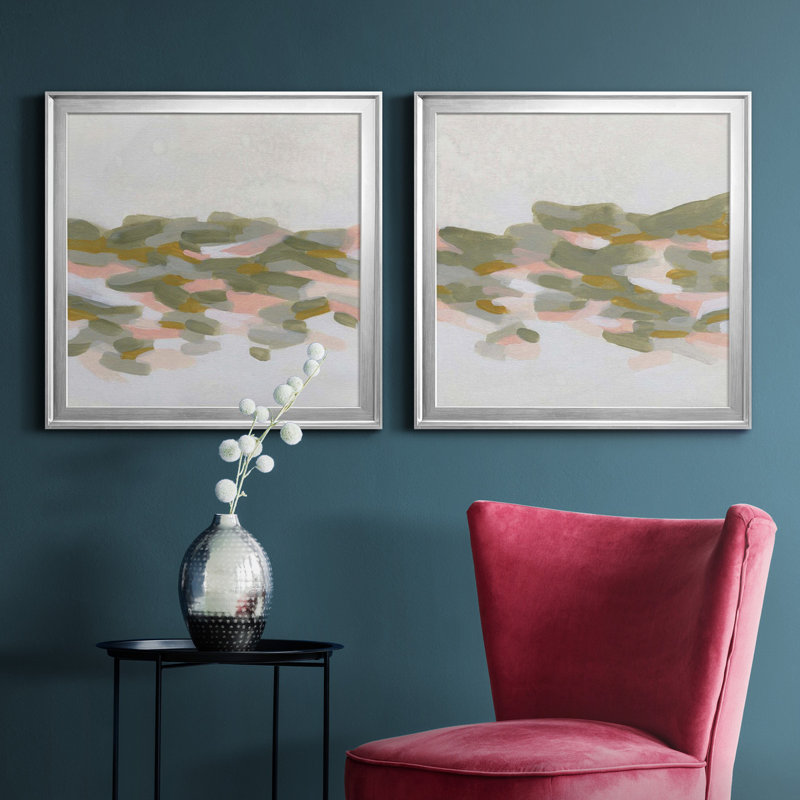 Hillside Impressions I - Hillside Impressions I - ensemble de 2 peintures encadrées, Toile encadrée argentée, Pas de tapis