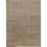 Queens Hand Knotted Wool Area Rug in Blue/Gold