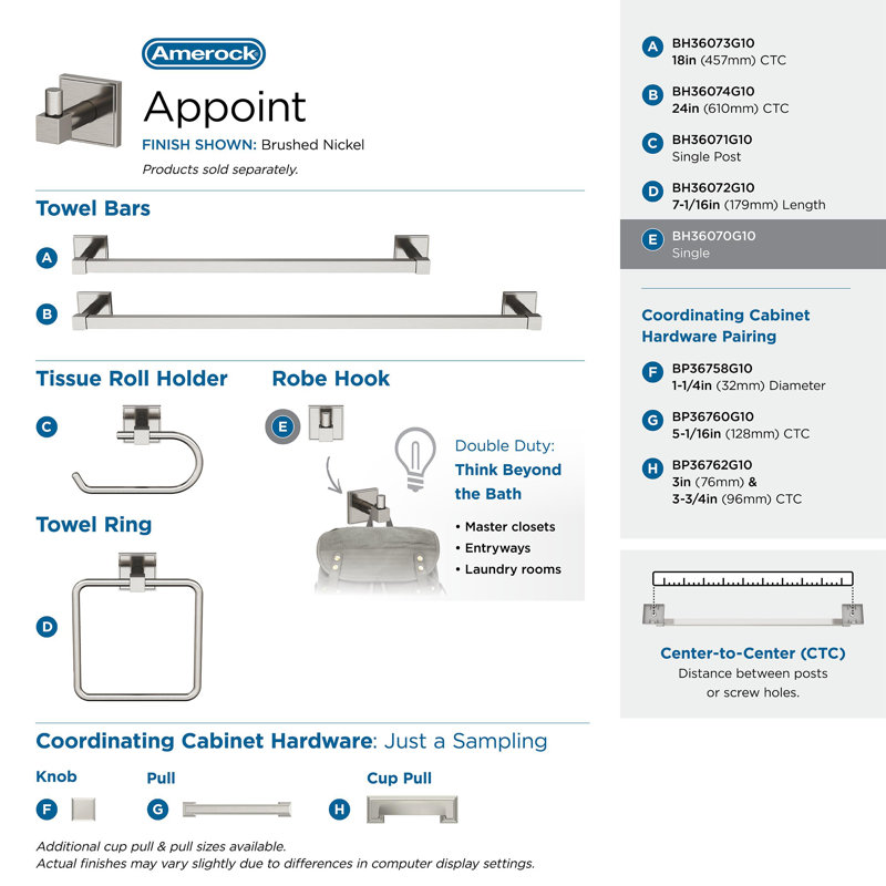 Appoint Oil Rubbed Bronze Traditional Single Robe Hook, Brushed Nickel