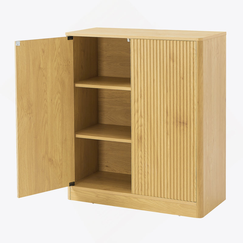 31.5-Inch Modern Wavy Sideboard, Curved Contour Design Storage Cabinet, 2-Door Cabinet With Storage Function, Suitable For Kitchen/Bedroom/Living Room
