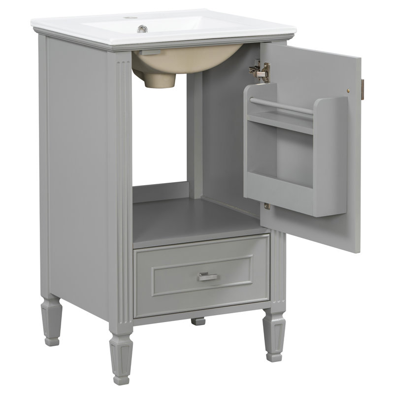 20" Bathroom Vanity with Ceramic Sink, Grey